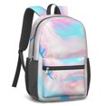 thumbnail image 2 of 17 Inch Lightweight Backpack,PVC Waterproof Oxford Fabric, Ergonomically Designed, with Large Capacity, Aqua Blue Watercolor, 2 of 5