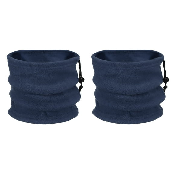 Uxcell 2pcs Neck Warmer Winter Single Layer Fleece Neck Gaiter, Navy Blue