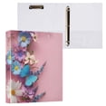 thumbnail image 3 of Flowers Or Butterflies 3 Ring Binders 1.5 inch Hardcover File Folders with Interior Pockets A4 Size Organizer for School Office Hospital, 3 of 8