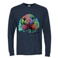 thumbnail image 2 of Colorful Rainbow Sea Turtle Animal Lover Mens Long Sleeve Shirt, Vintage Heather Navy, 3XL, 2 of 3