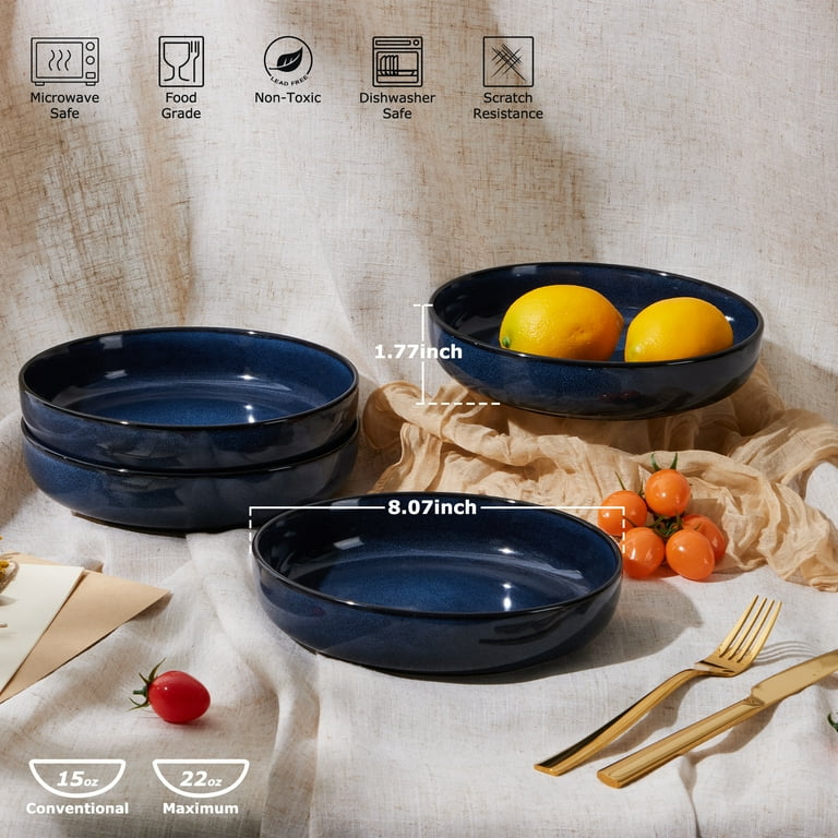 Vesteel Pasta Bowl Set of 4, 22oz Stoneware Salad Pasta Serving