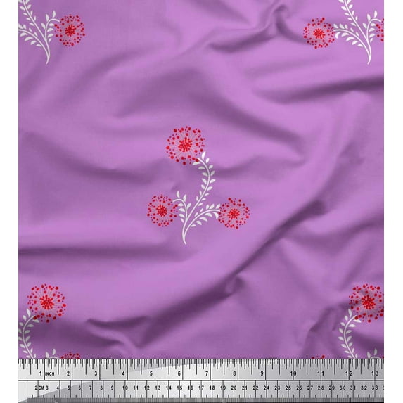 Soimoi Cotton Duck Fabric Leaves & Floral Artistic Print Fabric by the Yard 42 Inch Wide