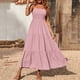 thumbnail image 4 of Vestidos Para Mujer Vestido Maxi Vestido Bohemio Correa Escalonada Playa Larga Sol Sin Mangas Vestido Sólido Odeerbi  ODB171425, 4 of 8