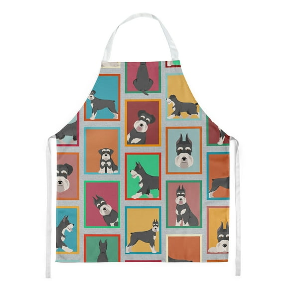 Lots of Black and Silver Schnauzer Apron 27 in x 30 in