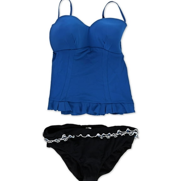 Profile Womens Full Foam Bust Brief 2 Piece Tankini, Blue, 16