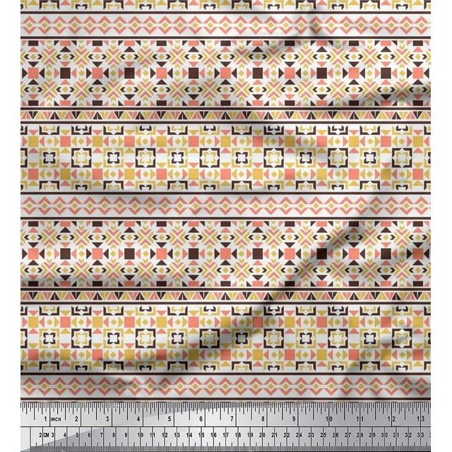 Soimoi Georgette Viscose Fabric Aztec Geometric Print Fabric by The Yard 42 Inch Wide