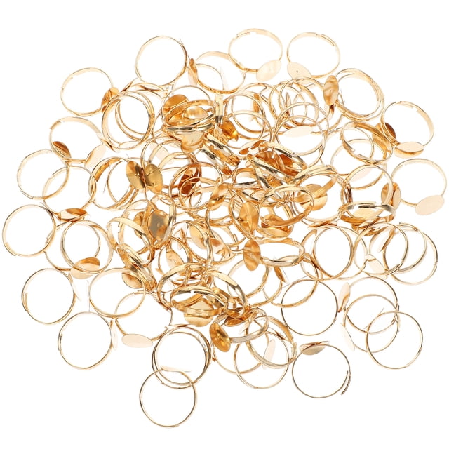 SHISUYAN 100Pcs Ring Blank Bases Adjustable Ring Bezel Blanks Finger Ring Trays for DIY Jewelry Making