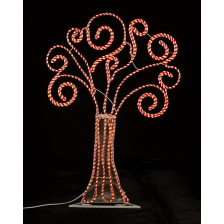Roman 4' Prelit Artificial Christmas Tree Peppermint Twist Swirl Rope Light