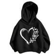 thumbnail image 2 of Bnwani Black Girls Hooded Sweatshirts without Zipper Fall Fashion Long Sleeve Cotton Casual Oversized Heart Print Size 3-4t, 2 of 3