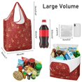 thumbnail image 3 of 5 Pack Foldable Shopping Bag,Red Christmas Golden Reindeer Pattern Reusable Grocery Bags with Pockets,Large Reusable Tote Bags with Handles Waterproof & Lightweight, 3 of 6