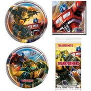Transformers Party Bundle - Transformers Birthday Party Decorations - Dinner & Dessert Plates, Luncheon Napkins, Table Cover, Greatfor Action, Robots, Movie Birthday Themed Parties
