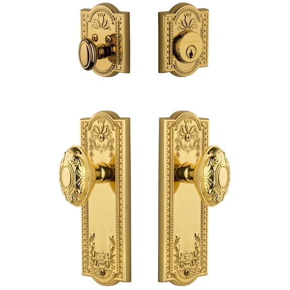 Grandeur Pargvc_Sp_Eset_234 Parthenon Solid Brass Single Cylinder Keyed Entry Knobset And