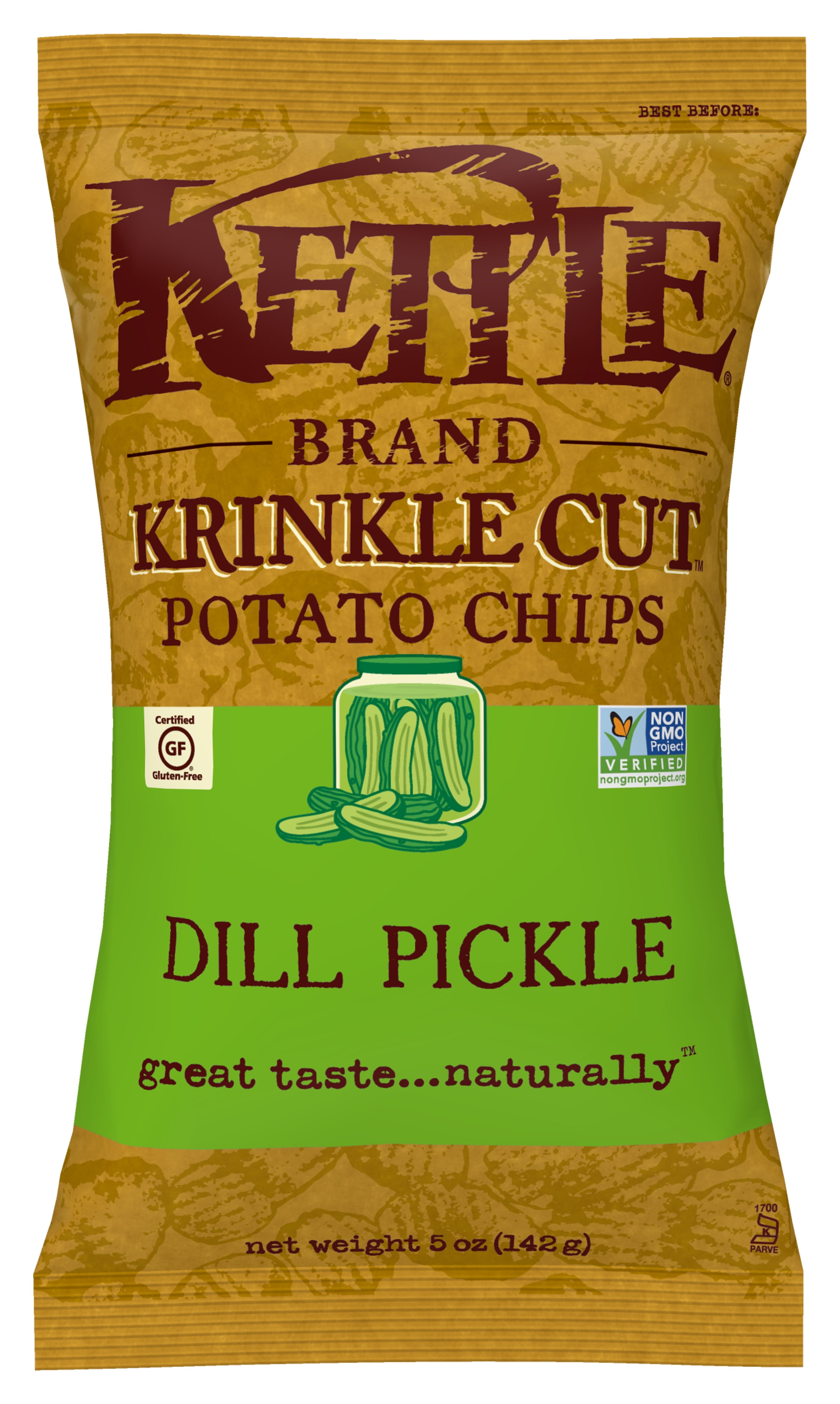 Kettle Brand Krinkle Cut Potato Chips, Dill Pickle, 5 Oz