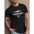 thumbnail image 1 of T-Shirt Graphique Décontracté Kathmande pour Hommes - Manches Courtes Été avec Imprimé Montagne & Géométrique, Polyester Léger, Col Rond, Lavable en Machine, 1 of 4