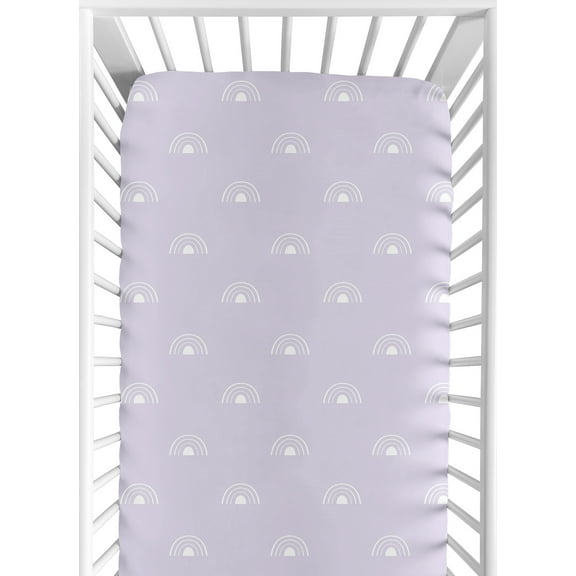 Sweet Jojo Designs Boho Rainbow Lavender Purple and White Fitted Crib Sheet