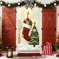 thumbnail image 3 of Upgraded 35 X 72 In Stereoscopic Embroidery Style Christmas Door Cover Christmas Door Curtain Christmas Day Door And Wall Decoration Festival Party Decoration Q, 3 of 6