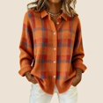 thumbnail image 4 of JUUNthy Womens Cardigan Tops, Plaid Knit Button Down Lapel Collar Long Sleeve Casual Sweater Outerwear Pink M, 4 of 13