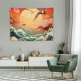 thumbnail image 2 of ONETECH  Japanese Crane Tapestry, Japanese Wave Crane Tapestry, Cherry Blossom Japanese Wall Hanging, Vintage Ukiyo-e Party Room Bedroom Background Japanese Tapestry, 2 of 7
