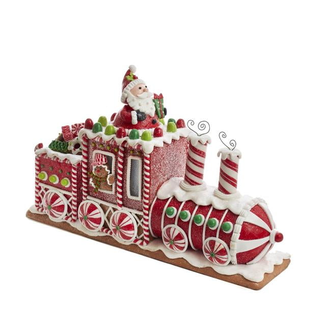 Kurt Adler 7.5Inch BatteryOperated Gingerbread Junction LED Train Table Piece