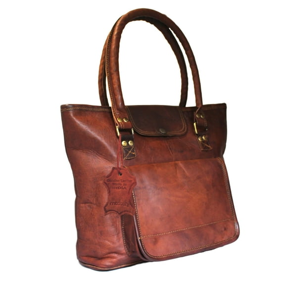 Madosh, Women's Office Shoulder Tote Genuine Leather Large Satchel Work Handbag Brown Bag