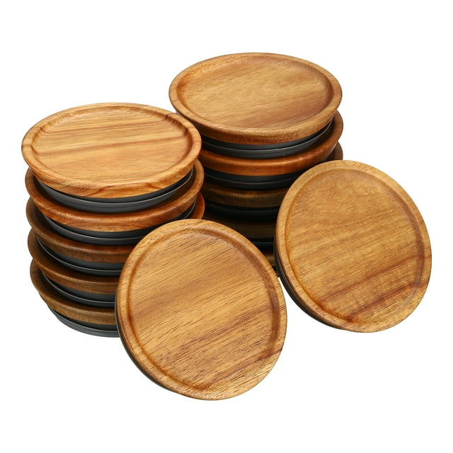 Unique Bargains Wide Mouth Mason Jar Lids Wooden Storage Canning Jar Lids Ball Jars Bamboo Wooden Lids (12 PCS)