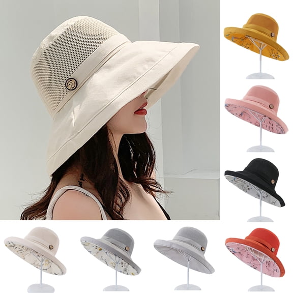 Cheers.US Women Mesh Sun Hats Summer Beach UV Protection UPF Packable Wide Brim Chin Strap