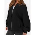 thumbnail image 5 of Women'S Fall Fashion Oversized Sweatshirt Jackets with Zipper Casual Long Sleeve Outerwear Winter Outfits Black M, 5 of 9