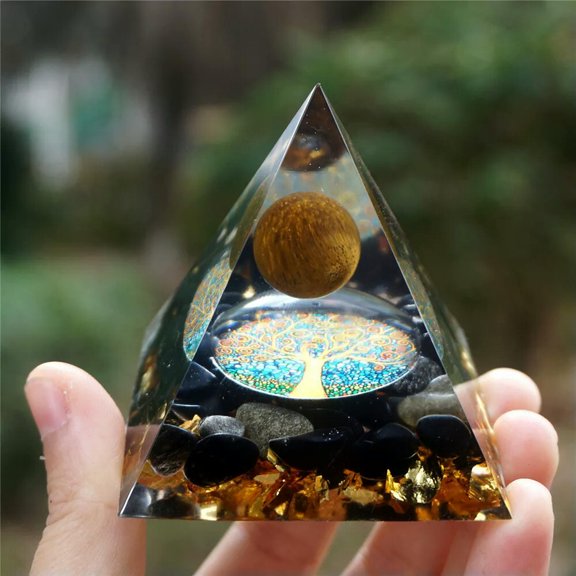 MATROOY Tiger's Eye Crystal Orgone Pyramid, Reiki Healing Chakra Meditation Orgonite