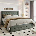 thumbnail image 2 of Einfach Full Size Lift up Platform Storage Bed Frame with Fabric Upholstered Wingback Button Tufted Headboard, Dark Gray, 2 of 8