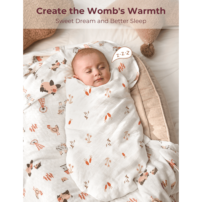 Muslin Swaddle Blankets, 4 Pack, 47x47 Inch photo 5