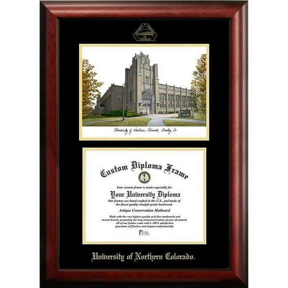 Campus Images CO996LGED-108 8 x 10 in. University of Northern Colorado Gold Embossed Diploma Satin Mahogany Frame with Lithograph