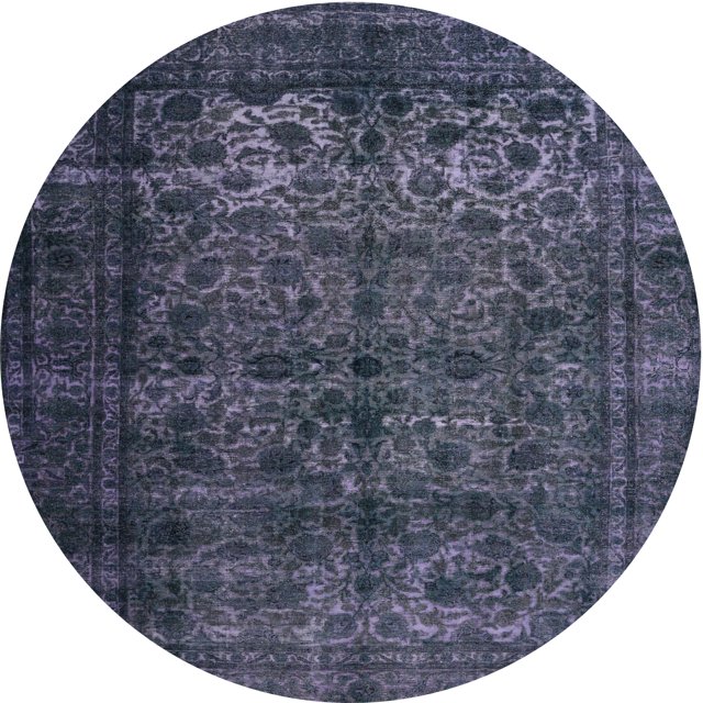 Ahgly Company Tapis d'Intérieur Rond Contemporain Lavable en Machine Bleu Ardoise Foncé, 9 Pieds Rond