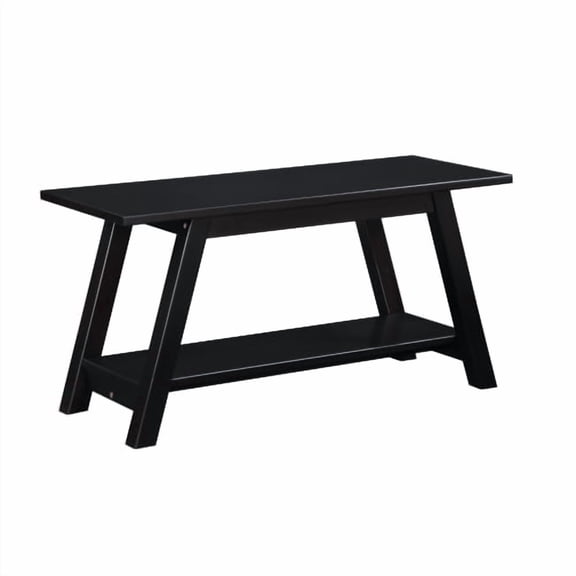 Dtwnek Long Wood Bench with Shelf, 36.1" Dining Bench for Living Room, Dining Room, Dark Brown