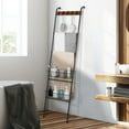 thumbnail image 5 of Blanket Ladder Leaning Towel Ladder Holder with 2 Metal Baskets & 5 Hooks Black, 5 of 12