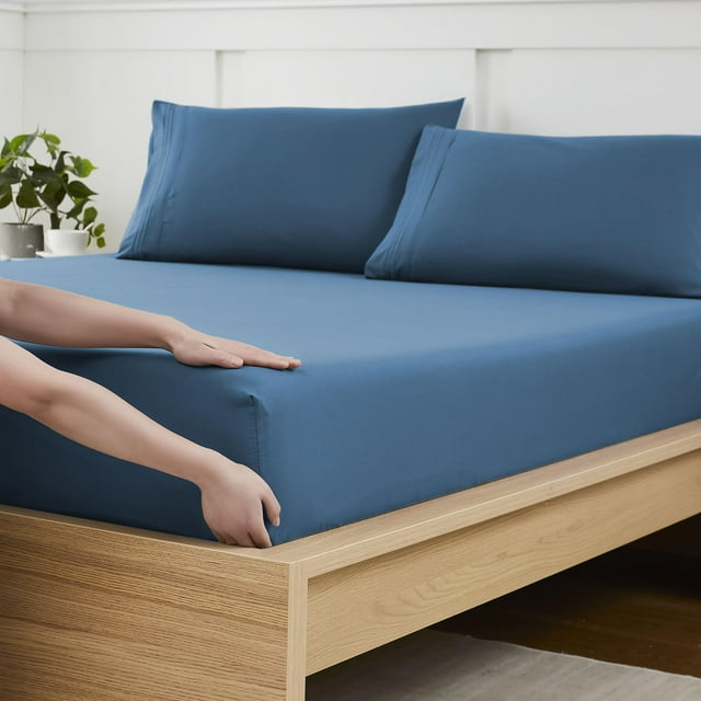 Sábana bajera ajustable Sweet Home Collection King Denim Blue