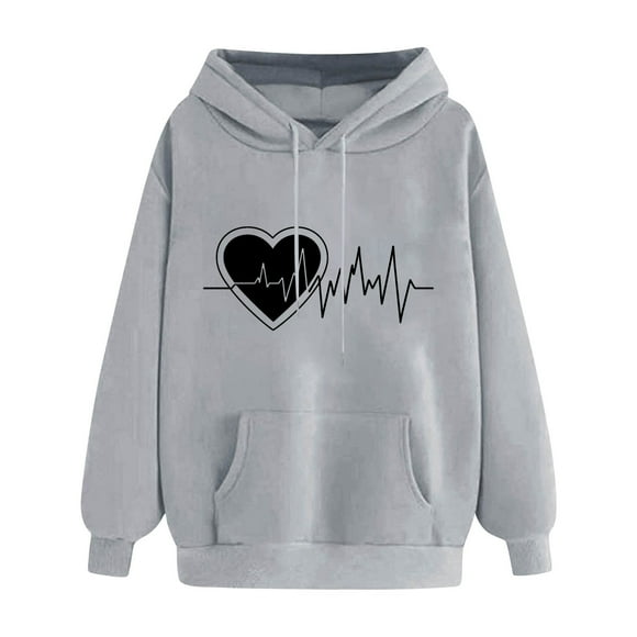 ZMFXJPE Pullover Sweaters for Women Solid Hoodie Pullover Fleece Women Women's Sweat Shirts Womens Winter Clothes(Gray,XL)