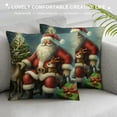 thumbnail image 3 of Orinice Santa Claus Reindeer Christmas Tree Graphic Decorative Throw Pillow Cover for Home Couch Living Room Sofa Bedroom, Winter Season Car Cushion Pillowcase, 1PC 18x18in, 3 of 5