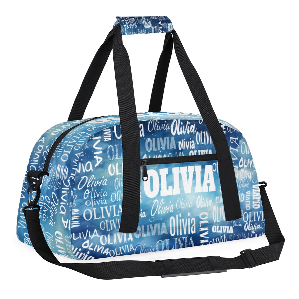 Personalized Sport Dance Gym Bag Duffle Bag Customized Travel Duffel Name Watercolor Blue