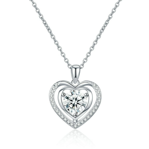 Heart Pendant Necklace for Women , 1CT Moissanite I Love You ,Silver Pendant Jewelry , Anniversary Birthday Christmas Valentine Gifts for Wife, Girlfriend, Daughter, Mom