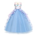 thumbnail image 2 of Vestido largo de actuación, vestido de malla colorido, vestido de princesa de actuación para niños con unicornio de Halloween, 2 of 6