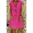 thumbnail image 3 of JBXKXYW Wedding Guest Dresses for Women Women Summer Style Feminino Vestido T-Shirt Cotton Casual Plus Size Ladies Dress Dress Sundress Sun Dress (Hot Pink,XXL), 3 of 6