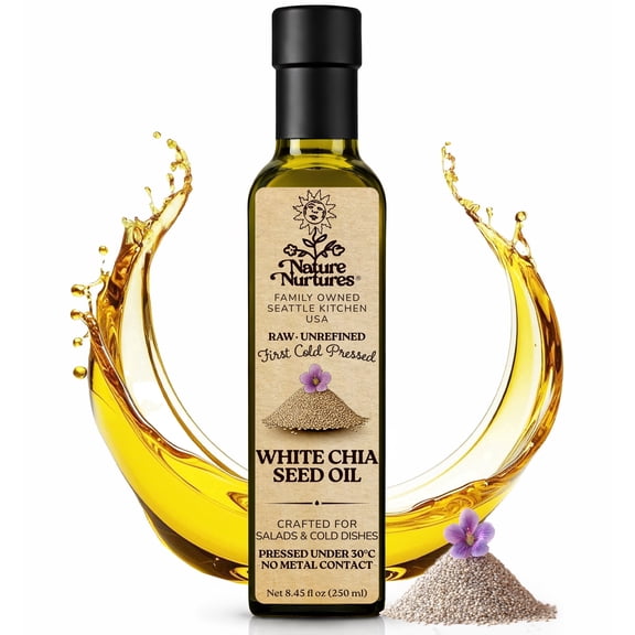 White Chia Oil for Cooking | Raw First Cold Pressed | Single Press Below 30C | Unrefined | Made in USA