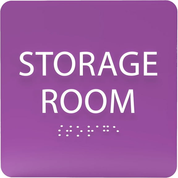 ADA CENTRAL SIGNS - 6" X6" Storage Room Sign- ADA Compliant Tactile Graphics Grade 2 Braille Text Acrylic Wall Signs - Inventory Stock Management Door sign for Offices, Businesses, and Restaurants