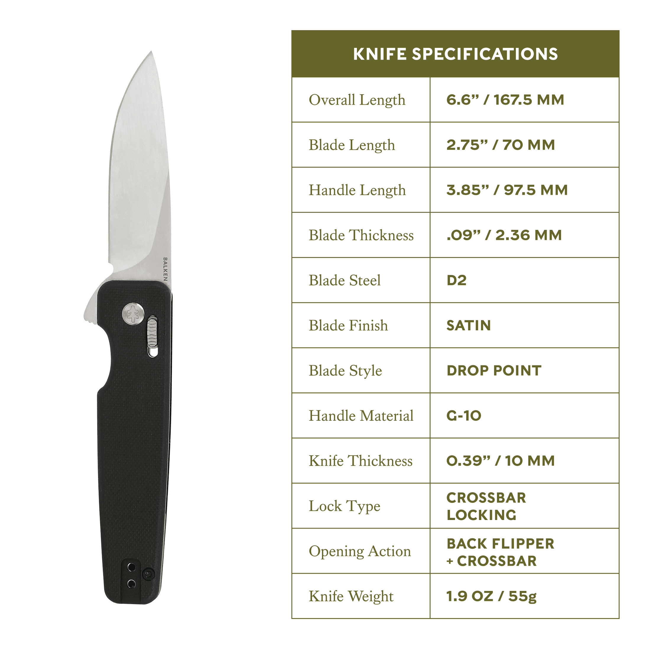 Swiss Tech Crossbar Lightweight Locking Flipper Knife, D2 Steel with a Low Profile Back Flipper, Black