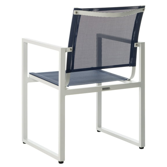 Safavieh Neval Stackable Patio Chair in Navy and White (Set of 2)