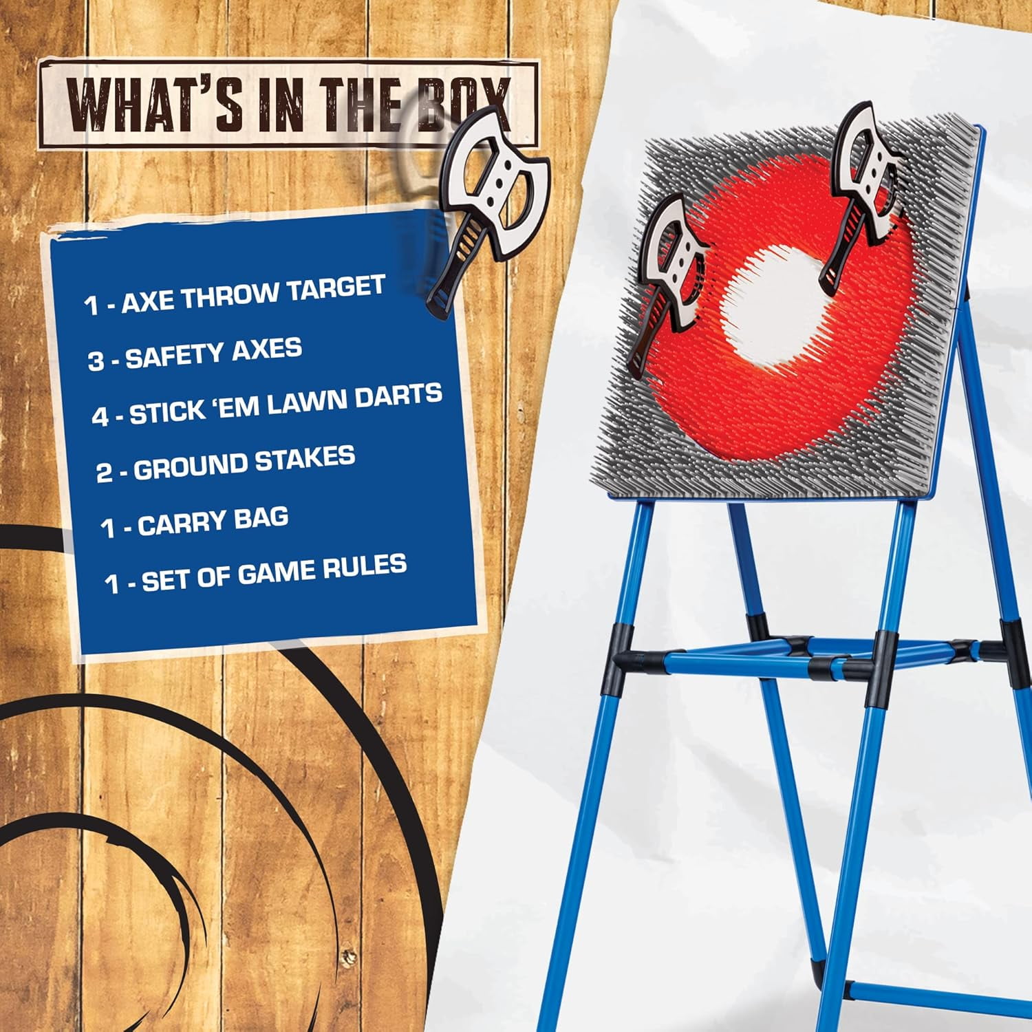 Axe Throwing and Lawn Darts Target Set - ××Axe Throwing Target and 2-in-1 Combo Backyard Game for Indoor and Outdoor Use