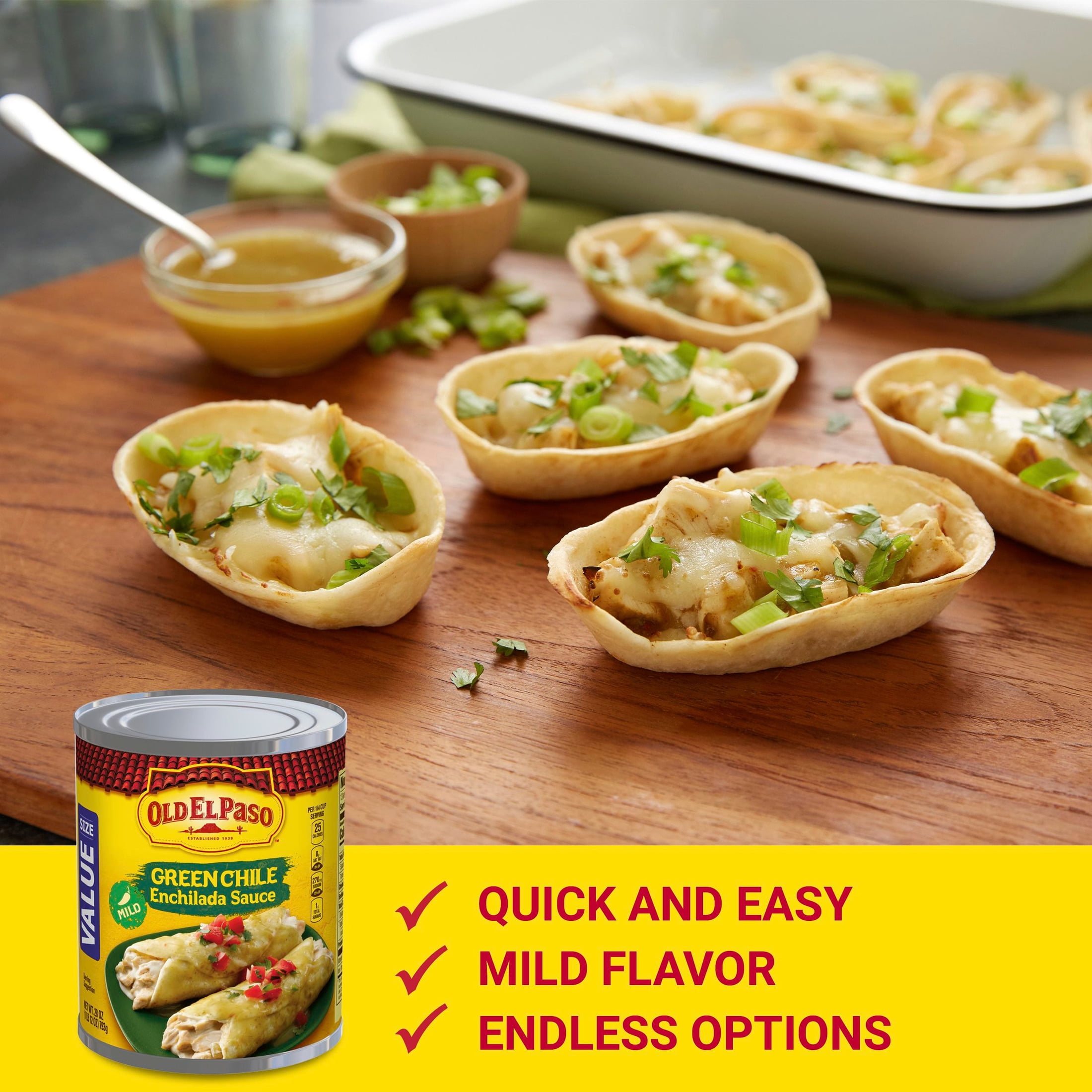 (12 pack) Old El Paso Mild Green Chile Enchilada Sauce, Value Size, 28 oz.
