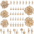 thumbnail image 1 of 230 Piezas de Alfileres de Madera, Alfileres de Cabeza Redonda con Piezas Clips de Madera en Forma de Sombrero Alfileres de Cabeza de Madera Tachuelas de Pulgar con Punta de Acero para Tablones de, 1 of 6