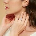 thumbnail image 5 of Gems Jewels Women's 925 Sterling Silver 2.55 Ctw Emerald Cut White Diamond Wedding Engagement Anniversary Halo Ring 14K White Gold Plated -5.5, 5 of 5