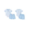 thumbnail image 2 of WIFORNT 2Pcs Baby Boys Summer Outfits Checkerboard Buttons Short Sleeve Romper and Shorts Clothes Set, 2 of 9